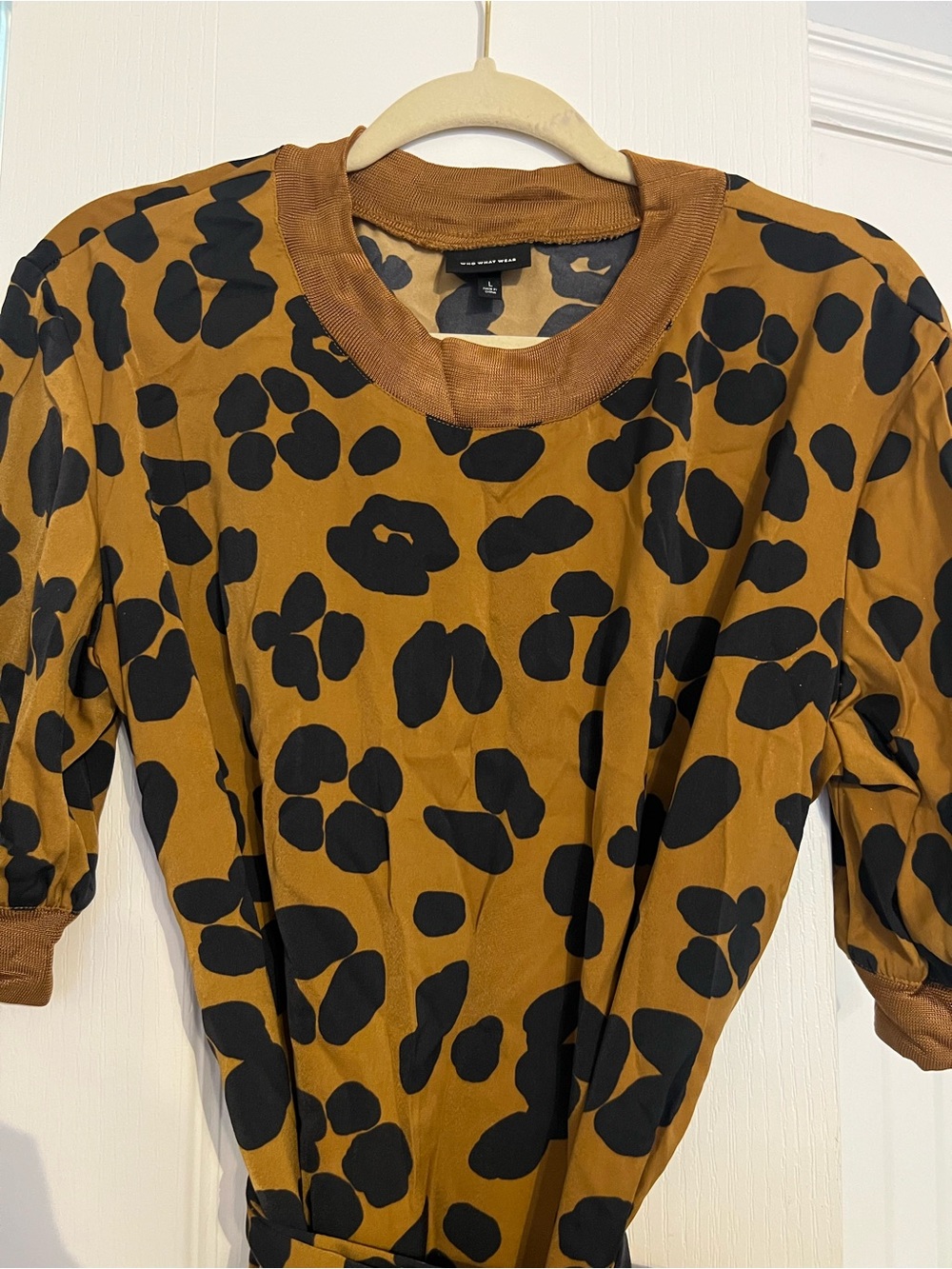 Who What Wear Animal Print Puff Sleeve Dress